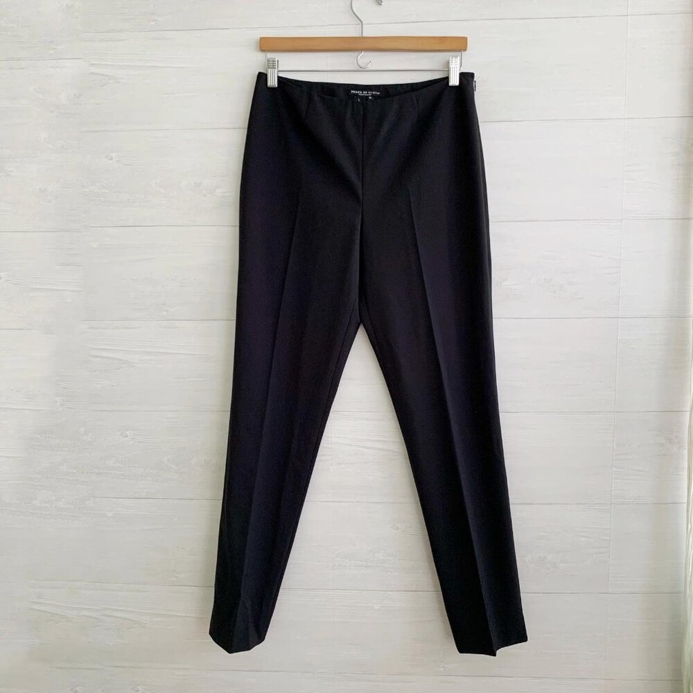 Peace of Cloth Panticular New York City Black tapered side zip dress pants, sz 6